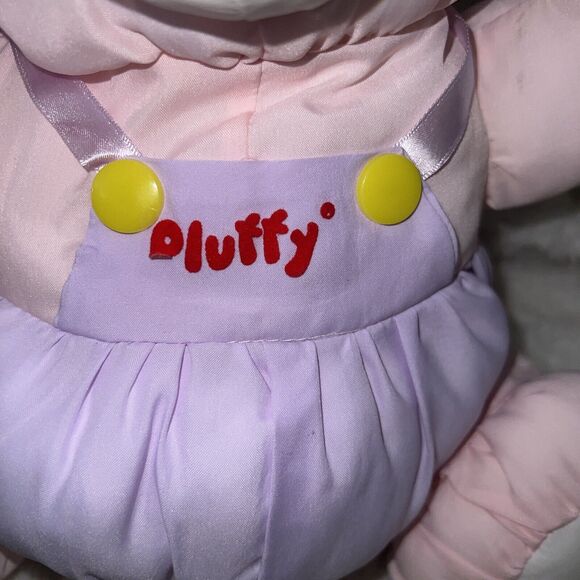 VTG PLUFFY Let's Cuddle Pink Bunny Plush Nylon Puffalump RARE Rabbit - Picture 2 of 9